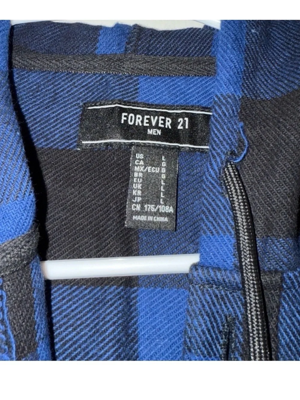 Forever 21 Blue and Black Plaid Hooded Shirt Jacket